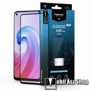 MYSCREEN DIAMOND GLASS LITE EDGE előlap védő karcálló edzett üveg - FEKETE - 9H, 0.33 mm, A teljes felületén tapad - A TELJES KIJELZŐT VÉDI! - Oppo A96 4G (Global) / Realme 9i - GYÁRI kép