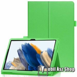 Notesz tok / mappa tok - ZÖLD - asztali tartó funkciós, oldalra nyíló, tolltartó, műbőr belső - SAMSUNG Galaxy Tab A8 10.5 (2021) (SM-X200/SM-X205) kép
