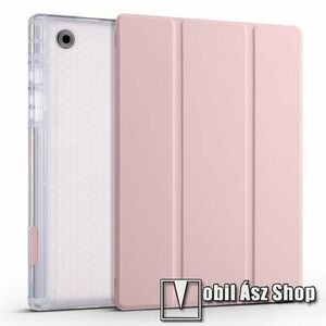 Notesz / mappa tok - RÓZSASZÍN - oldalra nyíló flip cover, TRIFOLD asztali tartó funkciós, erősített sarkok, mágneses záródás, belső ceruzatartó, szilikon belső - SAMSUNG Galaxy Tab A8 10.5 (2021) (SM-X200/SM-X205) kép
