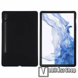 Szilikon védő tok / hátlap - FEKETE - mikroszálas szövettel bevont belsővel, erősített sarkok - SAMSUNG Galaxy Tab S8 Ultra (SM-X900/X906) kép