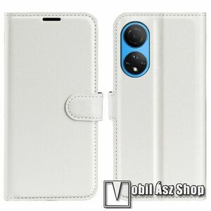 WALLET notesz tok / flip tok - FEHÉR - asztali tartó funkciós, oldalra nyíló, rejtett mágneses záródás, bankkártyatartó zseb, szilikon belső - HUAWEI Honor X7 / Honor Play 30 Plus kép