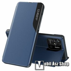 View Window ablakos notesz tok / flip tok - SÖTÉTKÉK - oldalra nyíló, rejtett mágneses záródás, asztali tartó funkciós, műanyag belső - Xiaomi Redmi 10C kép