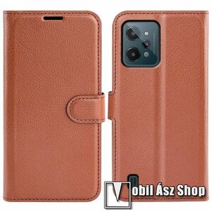 WALLET notesz tok / flip tok - BARNA - asztali tartó funkciós, oldalra nyíló, rejtett mágneses záródás, bankkártyatartó zseb, szilikon belső - Realme C31 kép