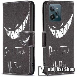 Notesz / mappa tok - Do Not Touch My Phone MINTÁS - oldalra nyíló, rejtett mágneses záródás, belső zseb, asztali tartó funkció, szilikon belső - Realme C31 kép