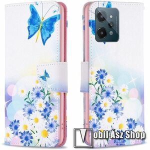 Notesz / mappa tok - PILLANGÓ / VIRÁG MINTÁS - oldalra nyíló, rejtett mágneses záródás, belső zseb, asztali tartó funkció, szilikon belső - Realme C31 kép