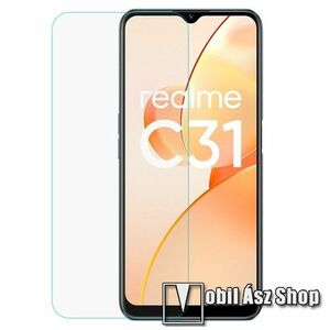 Előlap védő karcálló edzett üveg - 0, 3 mm vékony, 9H, Arc Edge, A képernyő sík részét védi - Realme C31 kép