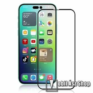 MOCOLO előlap védő karcálló edzett üveg, TELJES KIJELZŐT VÉDI - FEKETE - 9H, 0, 33mm, Arc Edge, A teljes felületén tapad! - APPLE iPhone 14 Pro - GYÁRI kép