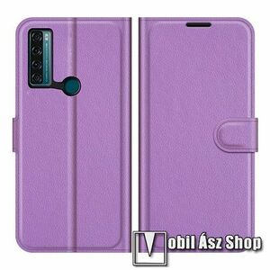 WALLET notesz tok / flip tok - LILA - asztali tartó funkciós, oldalra nyíló, rejtett mágneses záródás, bankkártyatartó zseb, szilikon belső - TCL 20 SE kép