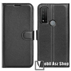 WALLET notesz tok / flip tok - FEKETE - asztali tartó funkciós, oldalra nyíló, rejtett mágneses záródás, bankkártyatartó zseb, szilikon belső - TCL 20 R 5G kép