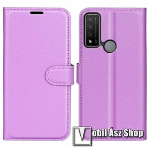 WALLET notesz tok / flip tok - LILA - asztali tartó funkciós, oldalra nyíló, rejtett mágneses záródás, bankkártyatartó zseb, szilikon belső - TCL 20 R 5G kép