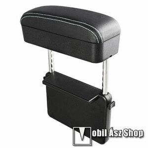 UNIVERZÁLIS autós könyöklő tárolórekesszel beépített QI vezetéknélküli töltővel - PU bőr, 10W, állítható magasságú, kompatibilis a legtöbb autóval, könnyű beszerelés az ülés és a konzol közötti résbe, fogadóegység nélkül! - FEKETE kép