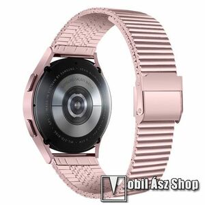 Fém okosóra szíj - RÓZSASZÍN - rozsdamentes acél, duplazáras csatos, keskeny kivitel, 75mm + 120mm hosszú, 22mm széles - SAMSUNG Galaxy Watch 46mm / Watch GT2 46mm / Watch GT 2e / Galaxy Watch3 45mm / Honor MagicWatch 2 46mm kép