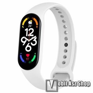 Okosóra szíj - FEHÉR - szilikon, 106mm + 92mm hosszú - Xiaomi Mi Band 5 / Mi Band 6 / Mi Band 7 / Amazfit Band 5 kép