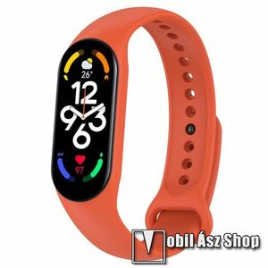 Okosóra szíj - NARANCSSÁRGA - szilikon, 106mm + 92mm hosszú - Xiaomi Mi Band 5 / Mi Band 6 / Mi Band 7 / Amazfit Band 5 kép