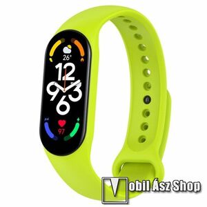 Okosóra szíj - LIMEZÖLD - szilikon, 106mm + 92mm hosszú - Xiaomi Mi Band 5 / Mi Band 6 / Mi Band 7 / Amazfit Band 5 kép