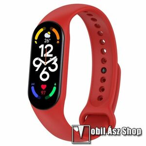 Okosóra szíj - PIROS - szilikon, 106mm + 92mm hosszú - Xiaomi Mi Band 5 / Mi Band 6 / Mi Band 7 / Amazfit Band 5 kép