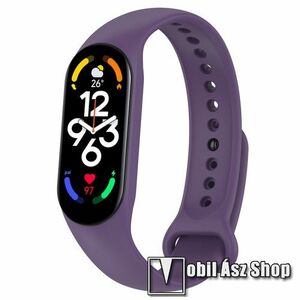 Okosóra szíj - LILA - szilikon, 106mm + 92mm hosszú - Xiaomi Mi Band 5 / Mi Band 6 / Mi Band 7 / Amazfit Band 5 kép
