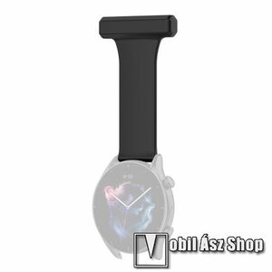 Okosóra szíj - szilikon, kitűzhető forma - FEKETE - 67mm hosszú, 22mm széles - SAMSUNG Galaxy Watch 46mm / Watch GT2 46mm / Watch GT 2e / Galaxy Watch3 45mm / Honor MagicWatch 2 46mm kép