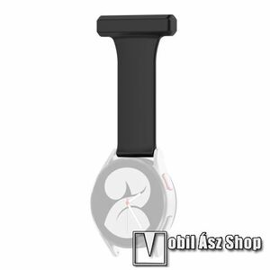 Okosóra szíj - szilikon, kitűzhető forma - FEKETE - 67mm hosszú, 20mm széles - SAMSUNG Galaxy Watch 42mm / Xiaomi Amazfit GTS / Galaxy Watch3 41mm / HUAWEI Watch GT 2 42mm / Galaxy Watch Active / Active 2 kép