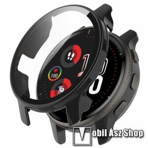 Okosóra műanyag védő tok / keret - FEKETE - 9H edzett üveg előlap védő is! - GARMIN Venu 2 Plus kép