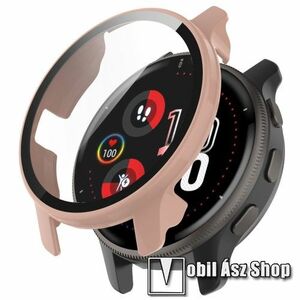 Okosóra műanyag védő tok / keret - RÓZSASZÍN - 9H edzett üveg előlap védő is! - GARMIN Venu 2 Plus kép