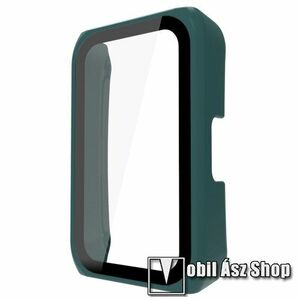 Okosóra műanyag védő tok / keret - SÖTÉTZÖLD - 9H edzett üveg előlap védő is! - HUAWEI Band 6 / HONOR Band 6 / HONOR Band 7 / HUAWEI Band 7 kép