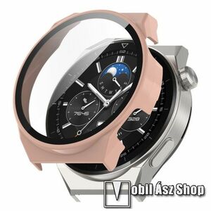 Okosóra műanyag védő tok / keret - RÓZSASZÍN - 9H edzett üveg előlap védő is! - HUAWEI Watch GT 3 Pro 46mm / Watch GT 3 Porsche Design kép