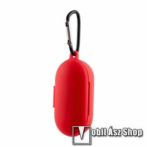 Szilikon védő tok OnePlus Buds Z TWS fülhallgató-hoz - karabiner, töltőnyílás - PIROS kép