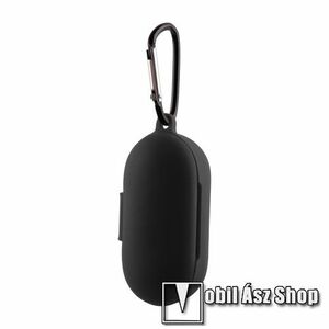 Szilikon védő tok OnePlus Buds Z TWS fülhallgató-hoz - karabiner, töltőnyílás - FEKETE kép