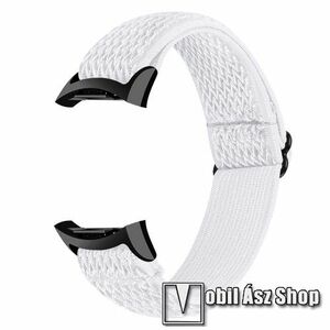 Okosóra szíj - fonott szövet, sztreccses, állítható, légáteresztő, csatos - FEHÉR ROMBUSZ MINTÁS - SAMSUNG Gear Fit 2 SM-R360 / Gear Fit 2 Pro SM-R365 kép