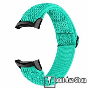 Okosóra szíj - fonott szövet, sztreccses, állítható, légáteresztő, csatos - MENTAZÖLD ROMBUSZ MINTÁS - SAMSUNG Gear Fit 2 SM-R360 / Gear Fit 2 Pro SM-R365 kép