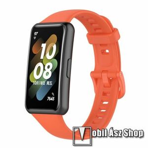 Okosóra szíj - szilikon - NARANCSSÁRGA - 125mm + 92mm hosszú - HUAWEI Band 7 kép