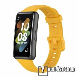 Okosóra szíj - szilikon - SÁRGA - 125mm + 92mm hosszú - HUAWEI Band 7 kép