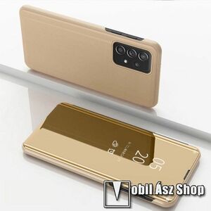 Notesz / flip tok - ARANY - oldalra nyíló áttetsző tükrös flip cover, asztali tartó funkció, műanyag belső - SAMSUNG Galaxy A33 5G (SM-A336) kép