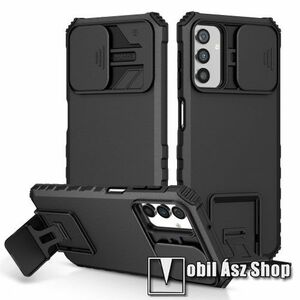 OTT! CAMSHIELD ARMOR VERTICAL műanyag védő tok / hátlap - FEKETE - szilikon betétes, telefon függőlegesen vagy vízszintesen is kitámasztható, eltolható kamera védő fedéllel, erősített sarkok - ERŐS VÉDELEM! - SAMSUNG Galaxy A13 5G (SM-A136U/U1) / Galaxy A kép