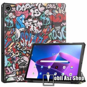 Notesz / mappa tok - GRAFFITI MINTÁS - oldalra nyíló flip cover, TRIFOLD asztali tartó funkció, mágneses záródás, erősített sarkok, műanyag belső - Lenovo Tab M10 Plus (3rd Gen) / Motorola Moto Tab G62 kép