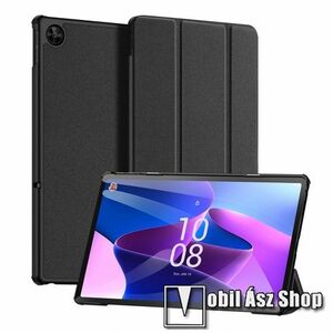 DUX DUCIS Domo Series notesz / mappa tok - FEKETE - oldalra nyíló flip cover, TRIFOLD asztali tartó funkciós, textillel bevont, mágneses záródás, műanyag belső - Lenovo Tab M10 Plus (3rd Gen) / Motorola Moto Tab G62 - GYÁRI kép