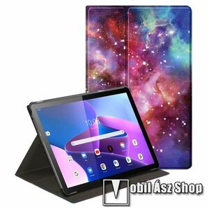 Notesz / mappa tok - GALAXIS MINTÁS - oldalra nyíló flip cover, asztali tartó funkció, 360°-ban elforgatható, mágneses záródás, műanyag belső - Lenovo Tab M10 Plus (3rd Gen) / Motorola Moto Tab G62 kép