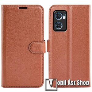 WALLET notesz tok / flip tok - BARNA - asztali tartó funkciós, oldalra nyíló, rejtett mágneses záródás, bankkártyatartó zseb, szilikon belső - Oppo Reno7 5G / Find X5 Lite kép