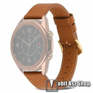 Okosóra szíj - BARNA - valódi bőr - 92mm + 200mm hosszú, 22mm széles - SAMSUNG Galaxy Watch 46mm / Watch GT2 46mm / Watch GT 2e / Galaxy Watch3 45mm / Honor MagicWatch 2 46mm kép