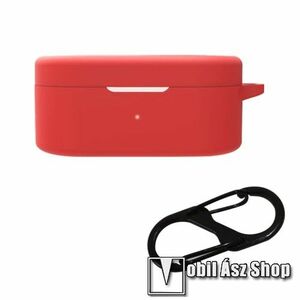 Szilikon védő tok OnePlus Buds N TWS fülhallgató-hoz - karabiner, töltőnyílás, 78 x 38 x 33mm - PIROS kép