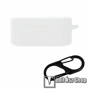 Szilikon védő tok OnePlus Buds N TWS fülhallgató-hoz - karabiner, töltőnyílás, 78 x 38 x 33mm - FEHÉR kép
