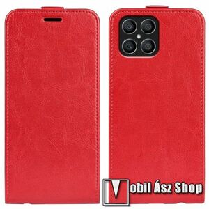 SLIM FLIP tok - PIROS - lefelé nyíló, rejtett mágneses záródás, szilikon belső, bankkártya tartó, előlapi hangszóró nyílás - HUAWEI Honor X8 / Honor X30i kép