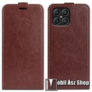 SLIM FLIP tok - BARNA - lefelé nyíló, rejtett mágneses záródás, szilikon belső, bankkártya tartó, előlapi hangszóró nyílás - HUAWEI Honor X8 / Honor X30i kép