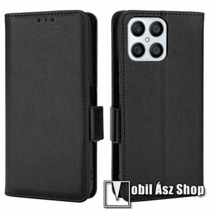 SLIM WALLET notesz / mappa tok - FEKETE - oldalra nyíló, asztali tartó funkciós, bankkártyatartó, szilikon belsővel, mágneses záródás - HUAWEI Honor X30i / Honor X8 / Honor Play6T Pro kép