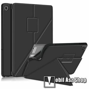 Notesz / mappa tok - FEKETE - oldalra nyíló flip cover, Origami asztali tartó funkciós, mágneses záródás, erősített sarkok, szilikon belső, ceruzatartó - Lenovo Tab M10 Plus (3rd Gen) / Motorola Moto Tab G62 kép