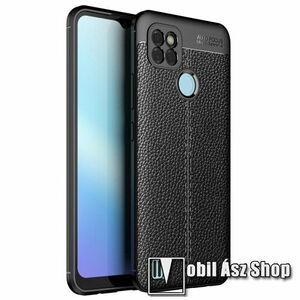 OTT! LEATHER SERIES szilikon védő tok / bőrhatású hátlap - FEKETE - ERŐS VÉDELEM! - Realme C21Y / C25Y kép