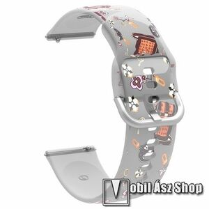 Okosóra szíj - szilikon - TÁSKA MINTÁS - 126+92mm hosszú, 20mm széles, 160-220mm csuklóméretig - SAMSUNG Galaxy Watch 42mm / Watch4 40mm, 44mm / Watch3 41mm / Watch4 Classic 42mm / Watch Active / Active 2 / Gear S2 / Xiaomi Amazfit GTS kép
