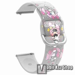 Okosóra szíj - szilikon - NYUSZI MINTÁS - 126+92mm hosszú, 22mm széles, 160-220mm csuklóméretig - HUAWEI Watch GT 46mm / GT 2 46mm / GT 3 Pro 43mm, 46mm / GT 2e / SAMSUNG Galaxy Watch 46mm / Watch3 45mm / Gear S3 Classic kép