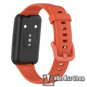 Okosóra szíj - szilikon - SÖTÉT NARANCS - 124+91mm hosszú, 160-220mm csuklóméretig ajánlott - HUAWEI Band 7 kép